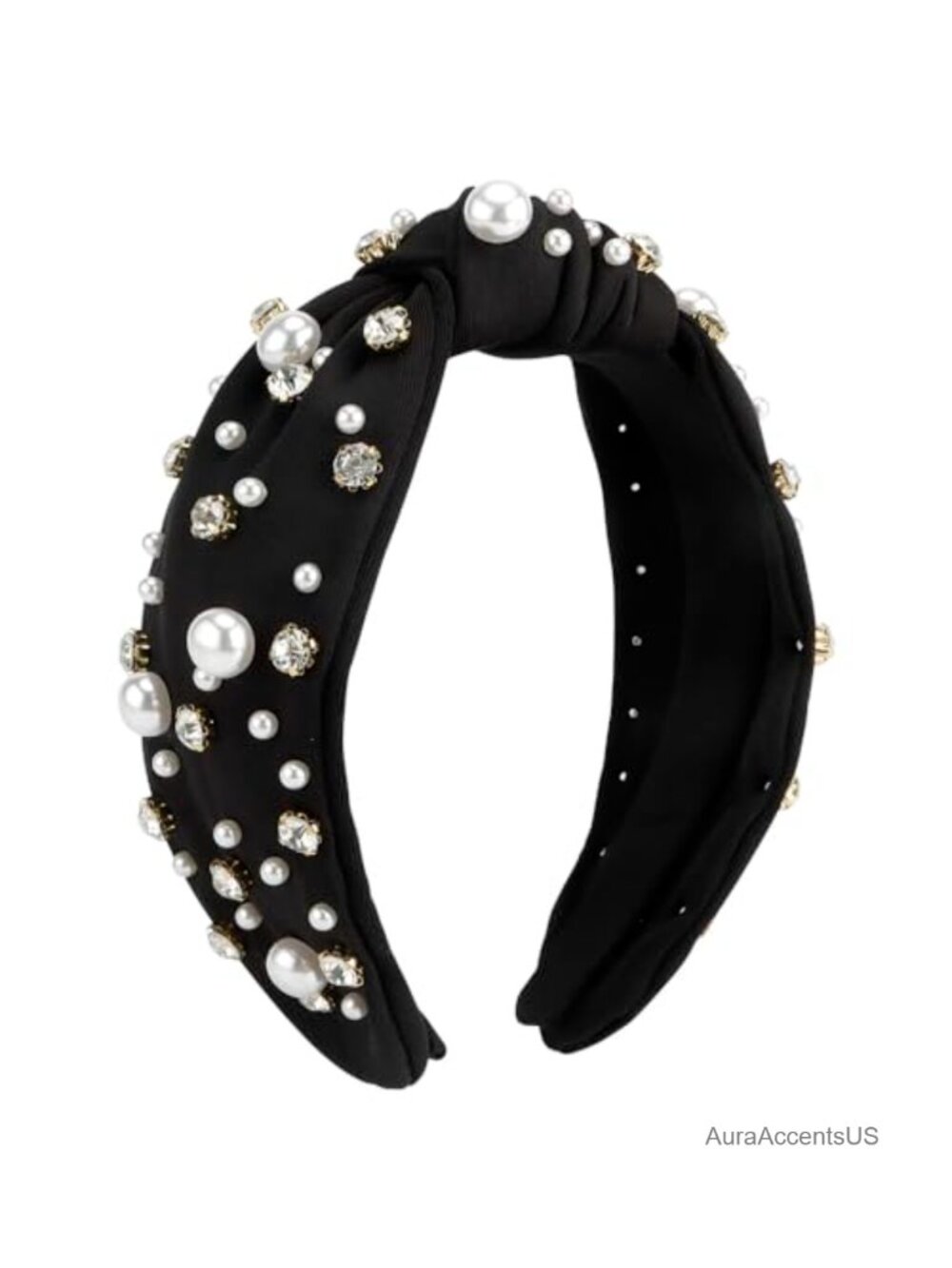 Pearl Rhinestone Knotted Headband Elegant Wide Top Knot Hair Accessory